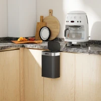 HOMCOM Poubelle, poubelle de cuisine en acier inoxydable avec couvercle restant ouvert, cuve intérieure amovible, 21,5x19,5x30 cm, Noir(m-5)