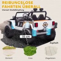 AIYAPLAY Véhicule électrique pour enfants, batterie 12V, avec siège parent-enfant, télécommandable, musique, klaxon, feux LED, 3-8 ans, Blanc(m-5)