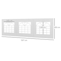 Outsunny Parete di ricambio per gazebo impermeabile 6x2 m, Bianco(m-3)