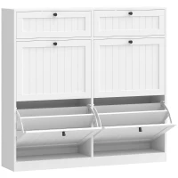 HOMCOM Zapatero 20 pares, armario estrecho con 4 cajones abatibles, 2 compartimentos, blanco(m-1)