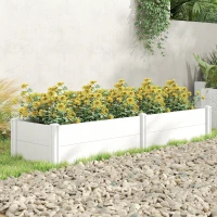 Outsunny Pat înălțat din plastic, modular, plantator cu montaj DIY, solariu 197 x 54 x 33 cm Alb(m-5)