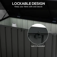 Outsunny Skrzynia ogrodowa na poduszki 450L Pojemnik na przechowywanie z kółkami, Skrzynia do przechowywania z siłownikami gazowymi, do ogrodu, balkonu, stalowa, kolor ciemnoszary(m-7)