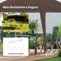 Outsunny Tenda Dobrável 3x3 m Tenda Pop-up de Jardim Altura Ajustável com Saco de Transporte Anti-UV Impermeável Castanho(m-6)