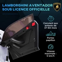 HOMCOM Voiture électrique pour enfants licence Lamborghini Aventador SVJ 12V avec portes papillon télécommande 3-5 KM/H blanc(m-16)