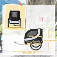 PawHut Rimorchio per Animali Domestici Pieghevole da Bicicletta, bianco e nero, 130x90x110cm(m-8)