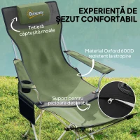 Outsunny Set de 2 Scaune de Camping Pliabile cu Suport pentru Picioare Detașabil, 82x100x88 cm, Negru(m-4)