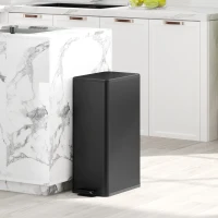 HOMCOM Prullenbak 20L, Softclose Deksel, Geurfiltervak, Vingerafdrukbestendig, Roestvrij Staal, Zwart(m-2)