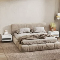 HOMCOM Set de 2 noptiere suspendate, noptiere, sertar, compartiment deschis, blat, 37 x 32 x 21 cm, alb(m-6)