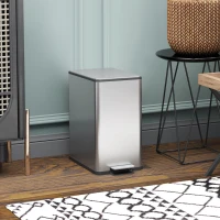 HOMCOM Poubelle de cuisine 10L, en acier inoxydable avec couvercle à fermeture douce, compacte avec seau intérieur amovible(m-10)