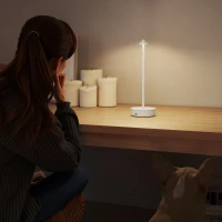 HOMCOM 2er-Set wiederaufladbare LED-Tischlampen mit USB, Touch-Steuerung und dimmbarer Beleuchtung Ø10x30 cm Weiß(m-4)