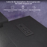 HOMCOM Schreibtisch L Form mit LED, Steckdosen, USB, Computertisch mit Regal, 107 x 80 x 90 cm, Schwarz(m-5)