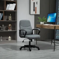 Vinsetto Chaise de bureau fauteuil bureau massant pivotant hauteur réglable tissu lin gris(m-10)