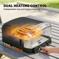 Outsunny Outdoor Pizza Oven Dual Heat Control 6 Presets Electric Pizza Maker with 37 cm Stone and Peel(m-4)