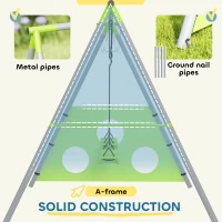 AIYAPLAY Set de Jocuri pentru Copii 3 în 1 cu Leagăn de Grădină, Coș și Poartă de Fotbal, 238x180x182 cm, Verde și Gri(m-10)