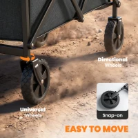 Outsunny Bolderkar Opvouwbare Transportkar met Verstelbare Handgreephoogte tot 68 kg Draagcapaciteit voor Sport Winkelen Camping Zwart(m-7)