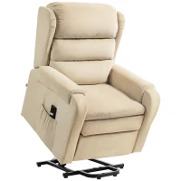 HOMCOM Fotoliu reclinabil cu funcție de ridicare la 160°, suport pentru picioare și telecomandă, din catifea, 85x88x109 cm, crem(m-1)