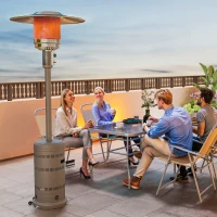 Outsunny Încălzitor pe Gaz Butan Portabil 13 kW cu Sistem Antirăsturnare Aprindere Piezoelectrică și Roți 82x82x222 cm Gri(m-2)