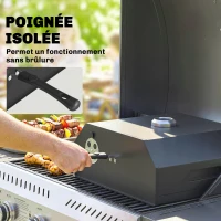 Outsunny Kit Four à Pizza pour Barbecue Four à Pizza Extérieur pour Barbecue 53 x 40 x 18,5 cm, noir(m-6)