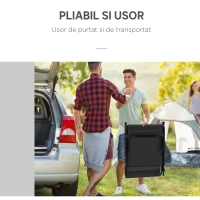 Outsunny Set 2 Șezlonguri din Oțel cu Spătar Reglabil, 189x58x30 cm, Negru(m-6)