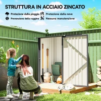 Outsunny Casetta da Giardino Porta Attrezzi in Acciaio Galvanizzato con Porta, 100x104x160 cm, Grigio Scuro(m-4)