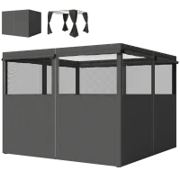 Outsunny 4 Pack Replacement Gazebo Curtains Privacy Panel for Most 3 x 3 m Gazebo, Outdoor Shelter Sidewalls, Dark Grey(m-11)