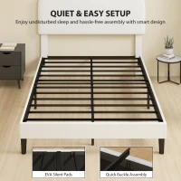 HOMCOM Rama łóżka jednoosobowego z zagłówkiem obitym Teddy-Fleece, metalowa rama łóżka, łatwy montaż, biały(m-7)