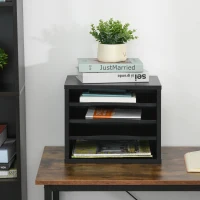 Vinsetto Organiseur bureau bois noir avec 4 couches fournitures support d'imprimante dim. 35,5L x 25l x 28,6H cm(m-8)