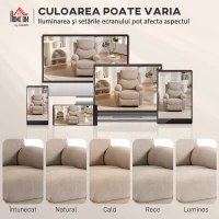 HOMCOM Fotoliu Rabatabil Manual cu Perne Groase, Mânere Căptușite și Suport pentru Picioare, Bej(m-7)