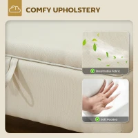 HOMCOM 30L Linen Storage Ottoman Padded Footstool with Rubberwood Legs for Storage Box, Bed End, Shoe Bench, Seating, Beige(m-5)