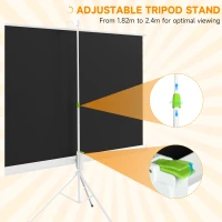 HOMCOM Ekran projektora z statywem 186 x 105 cm 84 cale 16:9 HD 4K ekran zwijany(m-6)