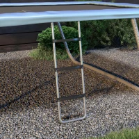 SPORTNOW Échelle de trampoline à 3 ou 2 marches larges horizontales, crochet universel, capacité de 120 kg, 110 x 32 cm argent(m-10)