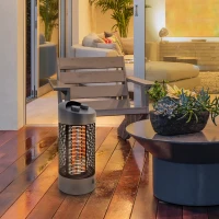 Outsunny Chauffage électrique infrarouge 6 à 8 m² et IP54 chauffage d'appoint sans CO₂ chauffage extérieur chauffage de jardin oscillation 180° minuterie 600 /1200 W tube chauffant double - noir(m-10)