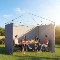 Outsunny 3 Paredes Laterais para Tendas de 3x3 m ou 3x2 m em Tecido Oxford com Fecho de Correr Azul(m-2)