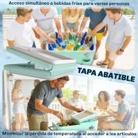 Outsunny Carro de Bebidas Refrigerado 56L con Ruedas Abrebotellas Recogetapas y Asa para Patio Fiesta 75x35x78 cm Verde Claro(m-6)