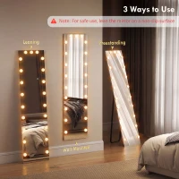 HOMCOM Lustro do całej sylwetki 150x40 cm RGB-LED stojące z 21 żarówkami, 7 kolorów światła, panel dotykowy, pamięć ustawień(m-5)