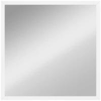 HOMCOM Oglindă de perete pătrată 50 x 50 cm, ramă din lemn alb, ideală pentru baie, living sau dormitor(m-1)