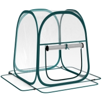 Outsunny Mini Invernadero Plegable Pop-up Invernadero de Exterior con Puerta Enrollable y Cubierta Transparente