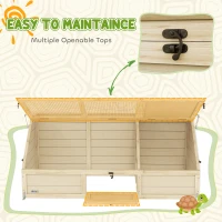 PawHut Skrzynka dla żółwi, wybieg zewnętrzny, design bez dna, łatwo otwieralny, domek dla żółwi, naturalny(m-7)