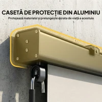 Outsunny Copertină Rulabilă de Exterior Anti-UV cu Carcasă din Aluminiu și Manivelă, Copertină de Soare din Poliester, 250x160 cm, Alb Crem(m-6)