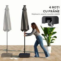 Outsunny Bază pentru Umbrelă cu Roți și Frâne, Reumplere cu Apă 40kg/Nisip 61kg, pentru Stâlpi de Ø35/38/48mm, Negru(m-6)