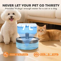 PawHut 7L Pet Water Fountain, Automatic Cat and Dog Water Dispenser with LED Indicator, Quiet Pump, 3-Stage Filtration, for Cats, Dogs, Multiple Pets, Black(m-5)