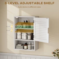 HOMCOM Bathroom Cabinet, Wall Mounted Storage Cabinet with Adjustable Shelves, 40 x 20 x 60 cm, White(m-5)
