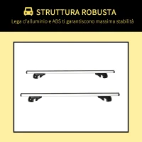 HOMCOM Barre Portatutto per Auto da 75 kg con Blocco e Chiavi di Sicurezza, in Alluminio e ABS, 135.3x5.7x7 cm, Argento(m-4)