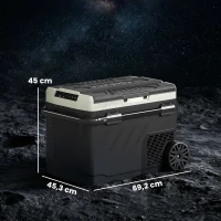 Outsunny Nevera Eléctrica para Coche 40L de Doble Zona, Control vía Aplicación, Asa Telescópica, -20 °C a 20 °C, Negro(m-3)