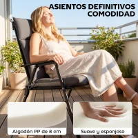 Outsunny Set de 4 Cojines para Sillas de Jardín Impermeables y Antideslizantes con Respaldo Correas 112x53 cm Gris Oscuro(m-4)