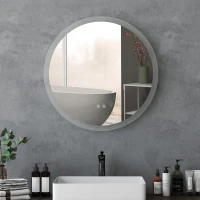 kleankin Miroir rond lumineux LED de salle de bain Ø 70 cm mural éclairage interrupteur tactile système antibuée 35W blanc argent(m-9)