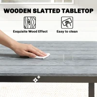 Outsunny Garden Dining Table for 6-8 Person, 180 x 86 cm Rectangular Outdoor Dining Table with Wood Slatted Top, Grey(m-5)