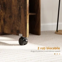 HOMCOM Masa Pliabila de Luat Masa, Masa cu Blaturi pentru Spatii Mici, cu Rafturi cu 2 Niveluri, Masa de Bucatarie Mica cu Rotile de Rulare(m-6)