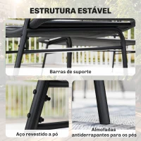 Outsunny Conjunto Jardim de Vime com 4 Peças Inclui Sofá de 2 Lugares 2 Poltronas e Mesa de Centro com Tampo Metálico Preto(m-8)