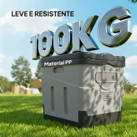 Outsunny Sanita Portátil de PP com 12 Pacotes de Agente Solidificante e 12 Sacos Carga 100kg Exterior Cinzento Escuro(m-6)